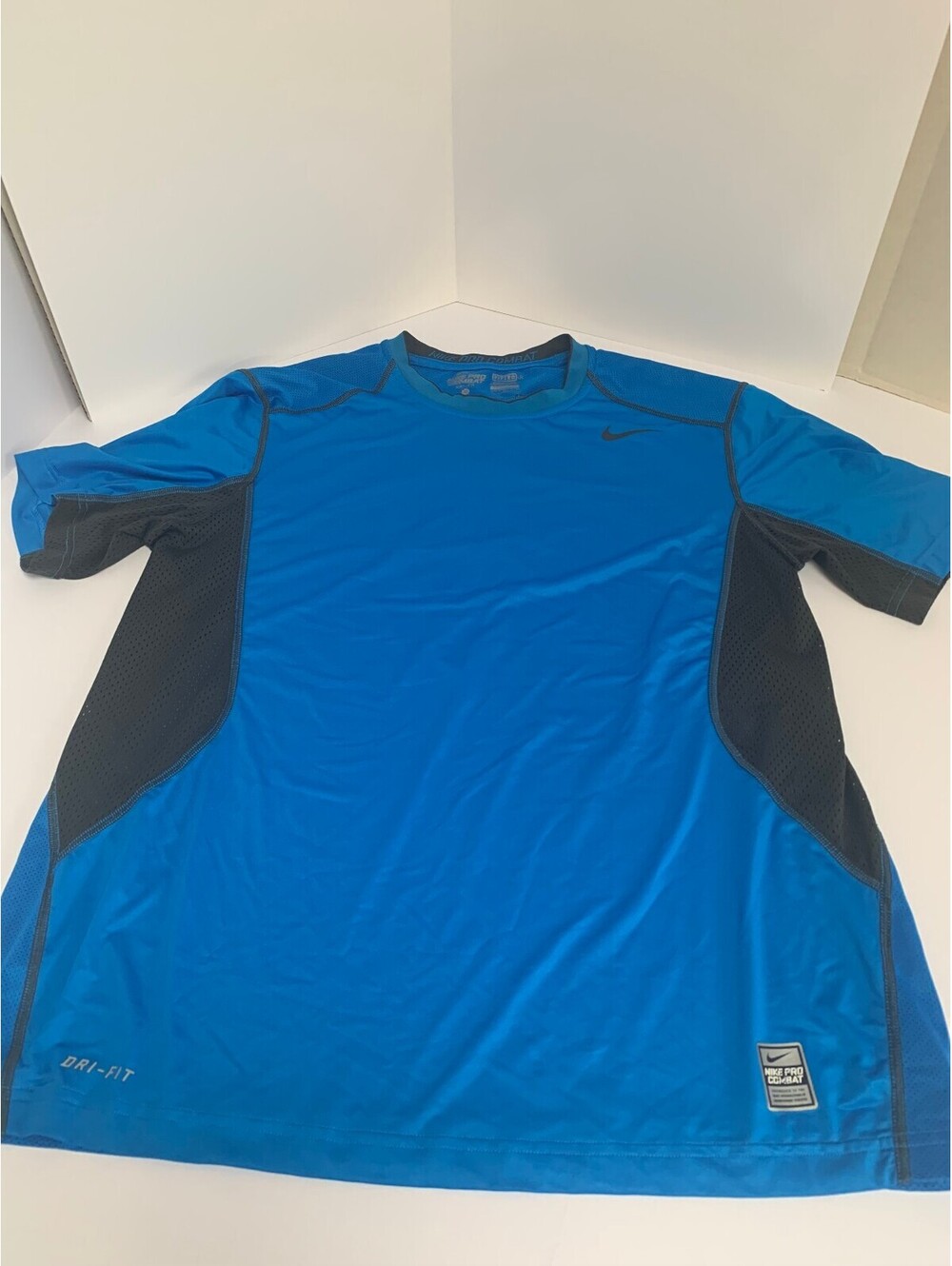 Nike Pro Combat Dri Fit Fitted Compression Shirt Blue Men's Size L